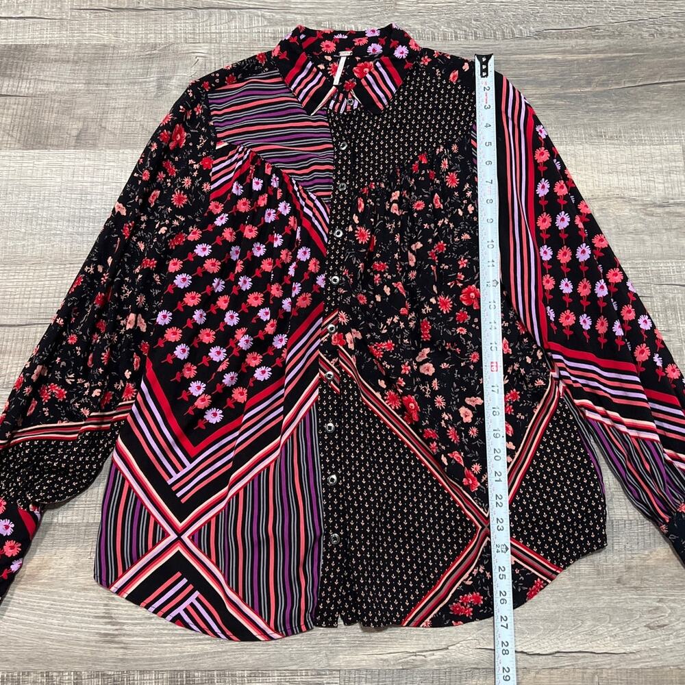 Free People Hazel Button Up Small Patchwork Flora… - image 6